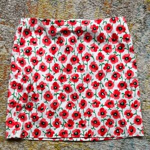 J. Crew Vibrant Red Floral Mini Skirt